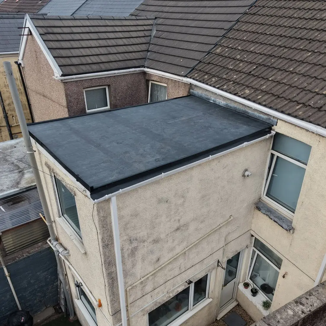 Flat roofs across Morriston